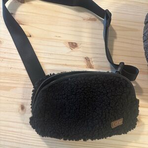 Black CC Sherpa Crossbody Bag